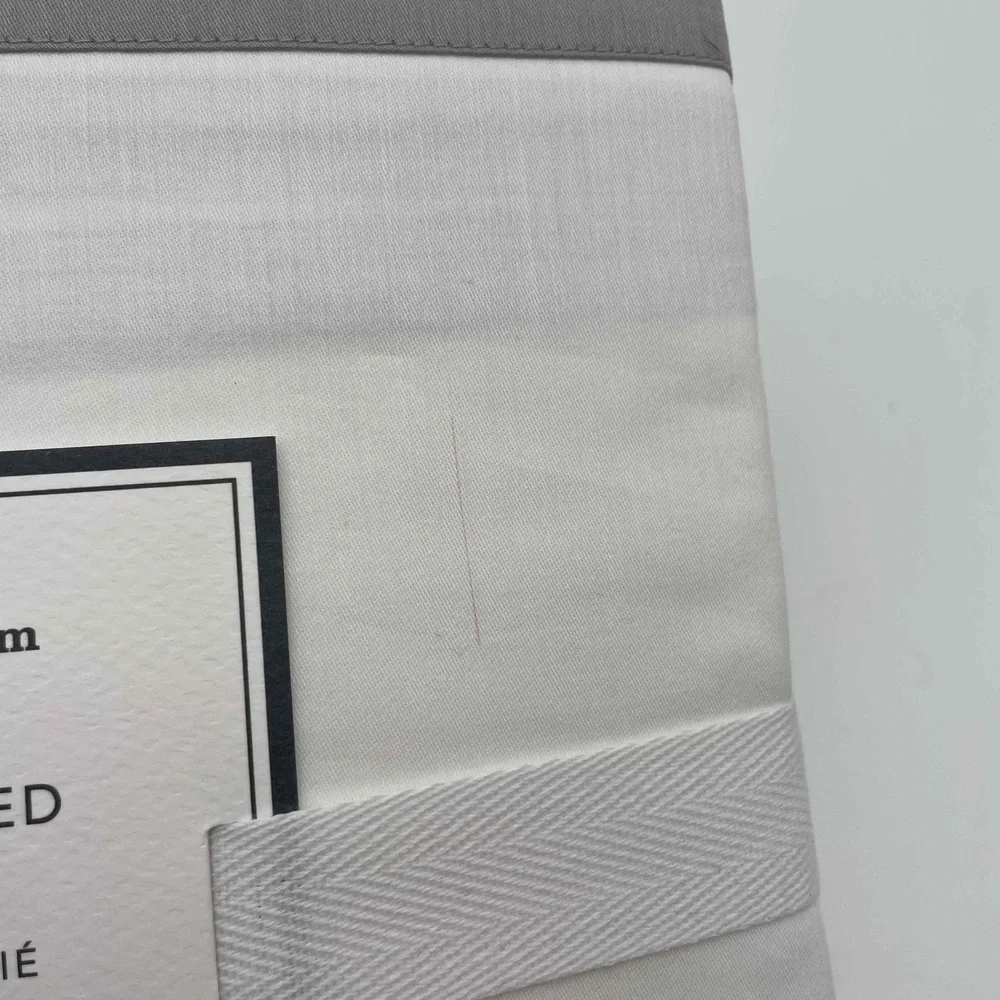 Pottery Barn Organic Vaulted Bedskirt in White with Gray Trim